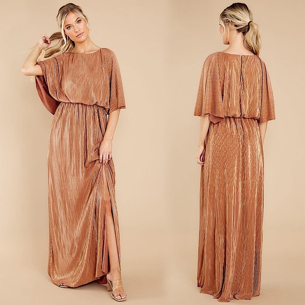 See and Be Seen Bronze Maxi Dress. Size Small.